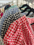 Ladies Cute Gingham Lace Border Puff Sleeves Crop Tops